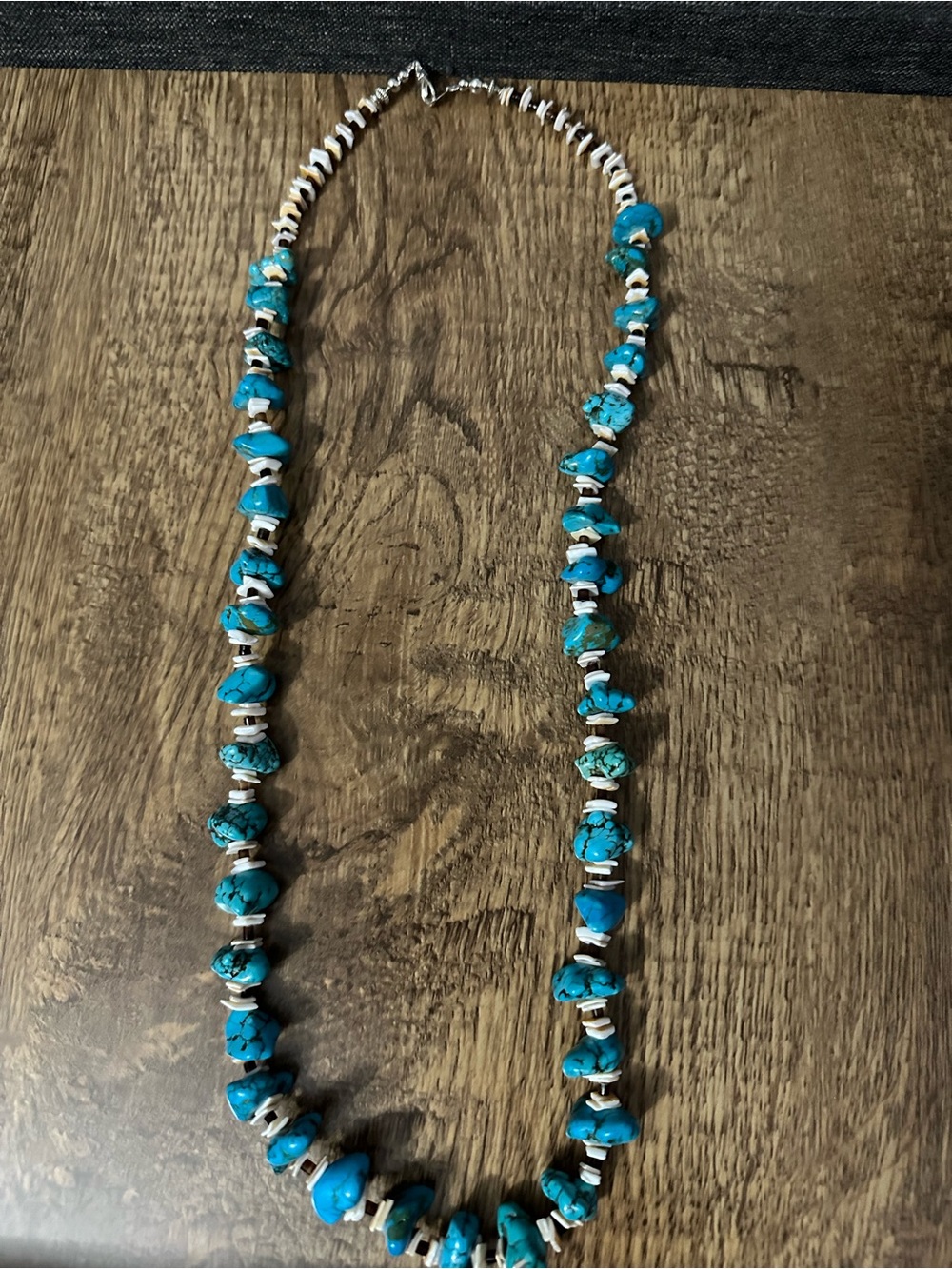New genuine turquoise/shell/silver necklace. Bought new. Never worn.
